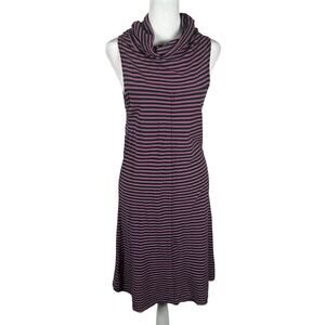 Horny Toad Purple Sleeveless Striped Sheath Dress Small Midi Preppy Casual